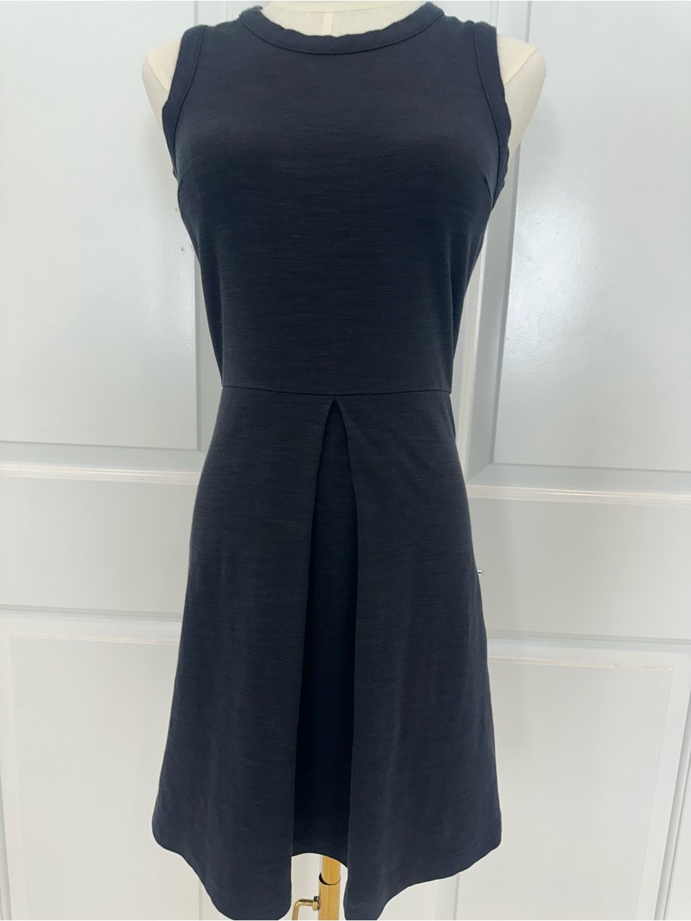 Madewell Black Cotton Fit & Flare Mini Dress Pleated Minimalist XS